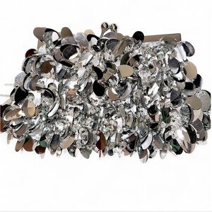 Y2K Silver Sequin Clutch Evening Bag